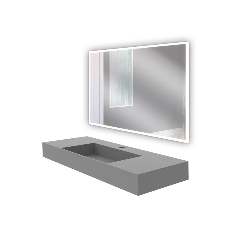 Ensemble de lavabo de salle de bain mural moderne 48 "Juniper, gris