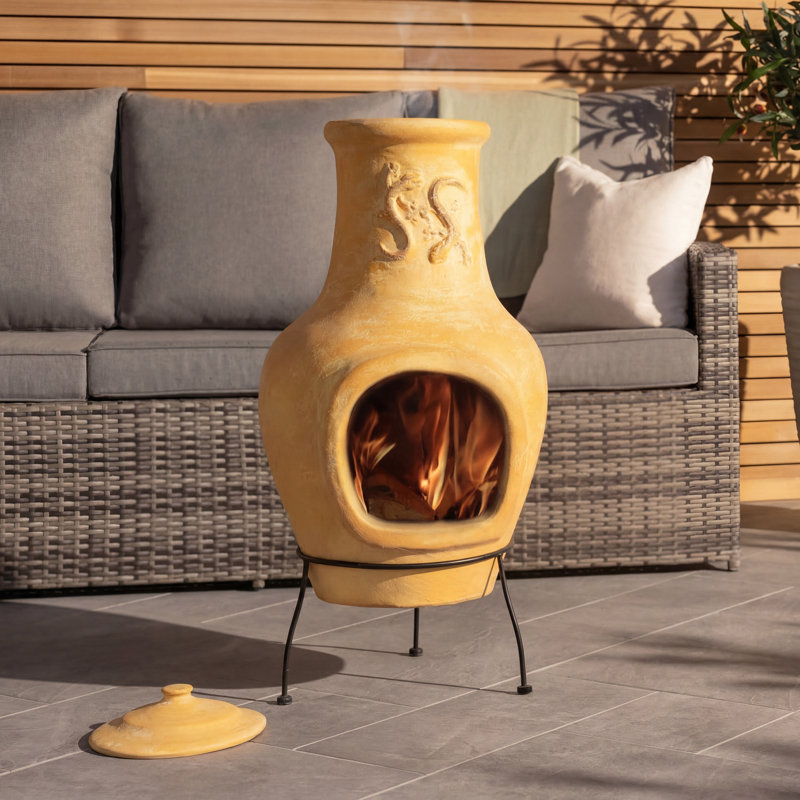 Rasberry Round Clay Smokeless Chimnea