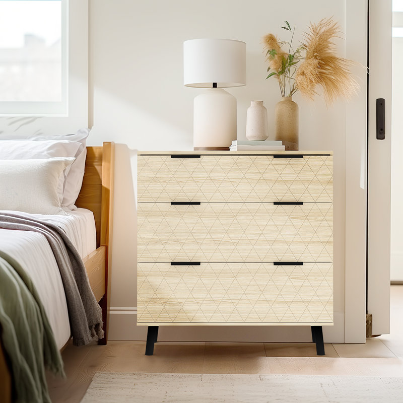 Sampha 3 - Drawer Manufactured Wood Nightstand, Brown