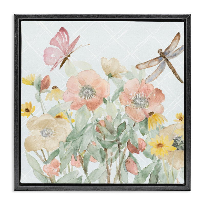 Cadre de jardin flottant avec insectes, design par Lanie Loreth, Cadre flottant noir de jais, H 18 po x l 18 po