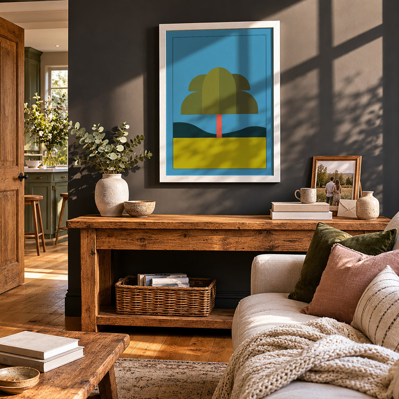 Tree Geometric - Print, A4 - 29.7 x 21.0 cm, White