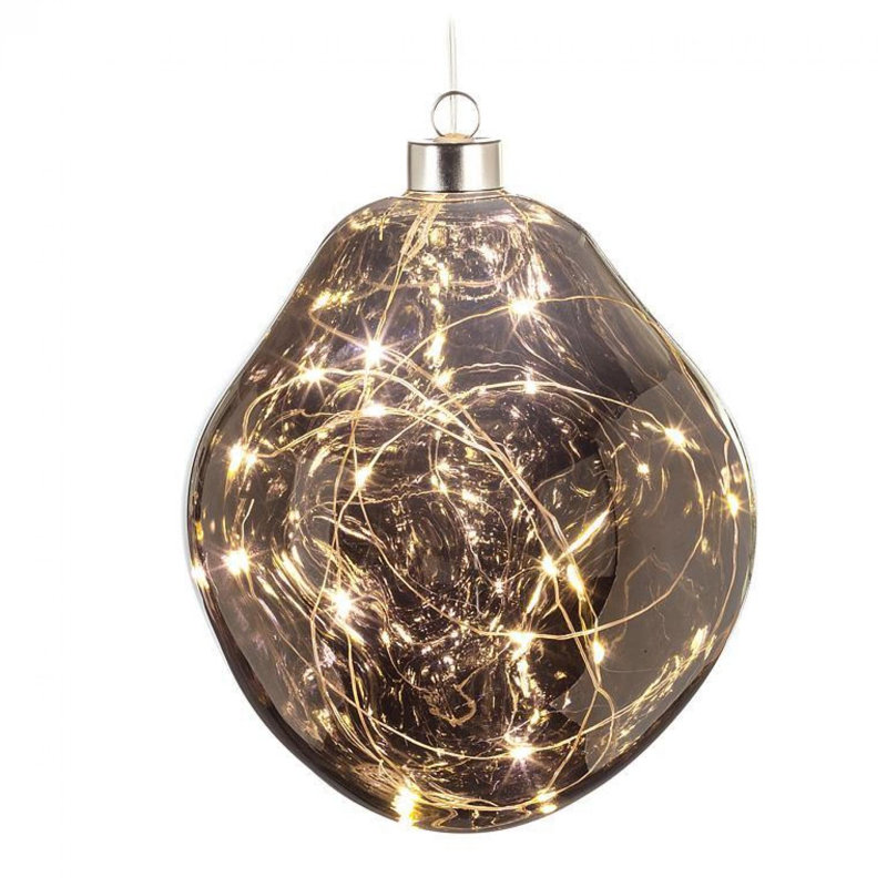 Ornement boule organique avec lumières DEL, Gris