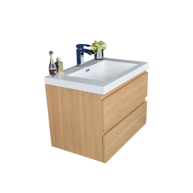 Ninel 29.38'' Single Bathroom Vanity with Plastic Top, White Oak