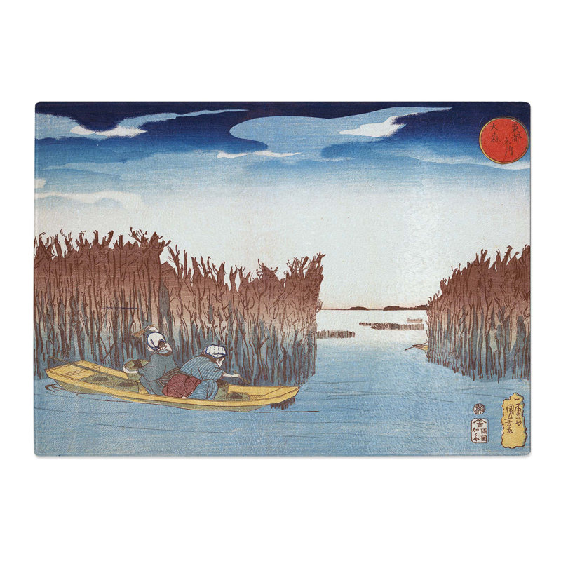 Tempered Glass Seaweed Gatherer by Utagawa Hiroshige Chopping Board, 39 cm x 28.5 cm