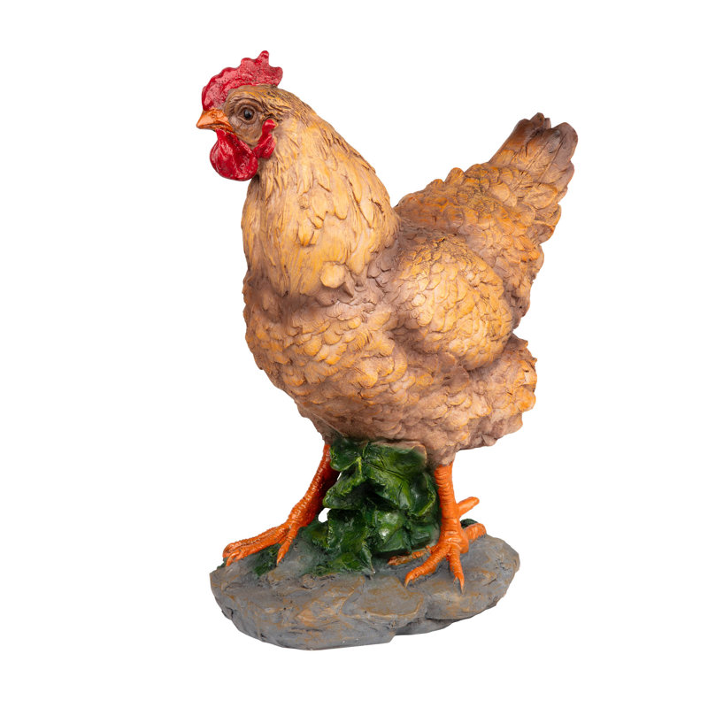 Hen and Rooster Animals Weather Resistant UV Resistant Polyresin Garden Statue