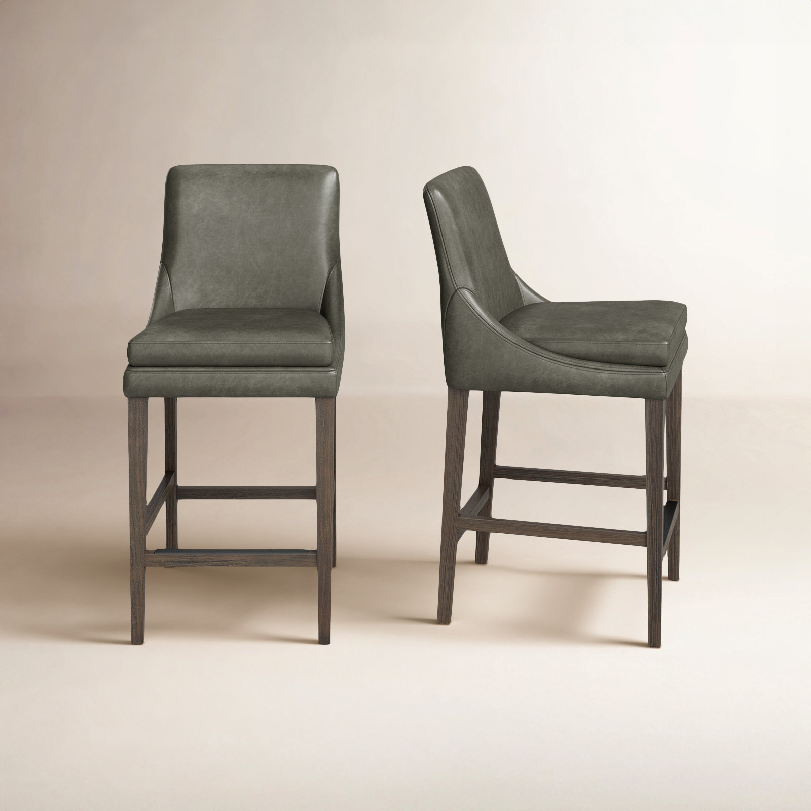 Niara Bar and Counter Stool, Copley Slate Faux Leather/Brown, Counter Stool (26” Seat Height)