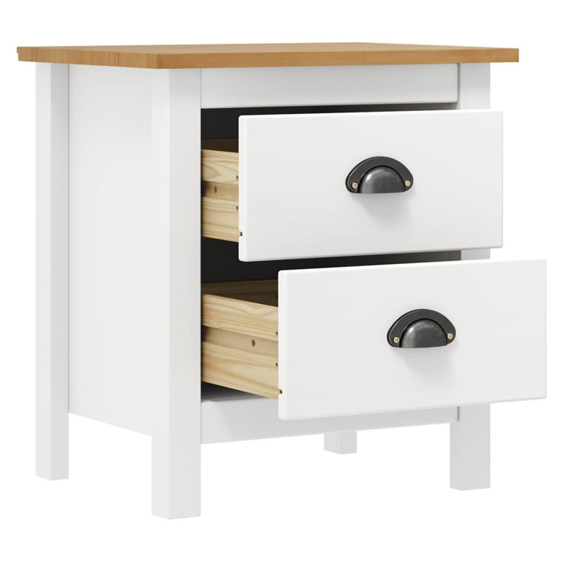 Otho 46cm W Solid Wood Bedside Table, White, Wood