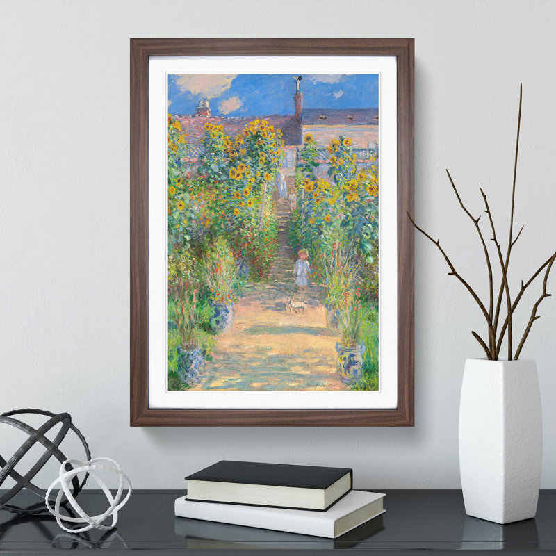 Garden at Vetheuil by Claude Monet - Framed Print, 48cm H x 36cm W x 2cm D, Walnut Framed