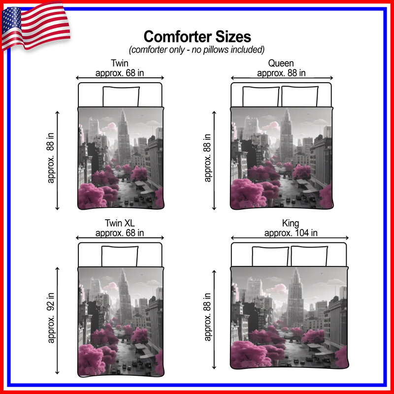 Pink Trees Cityscape Comforter, Twin Extra Long