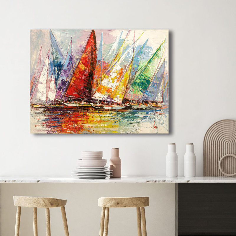 Kaleidoscope Of Sailboats by Luigi Florio - Wrapped Canvas Painting, 60cm H x 80cm W x 4cm D