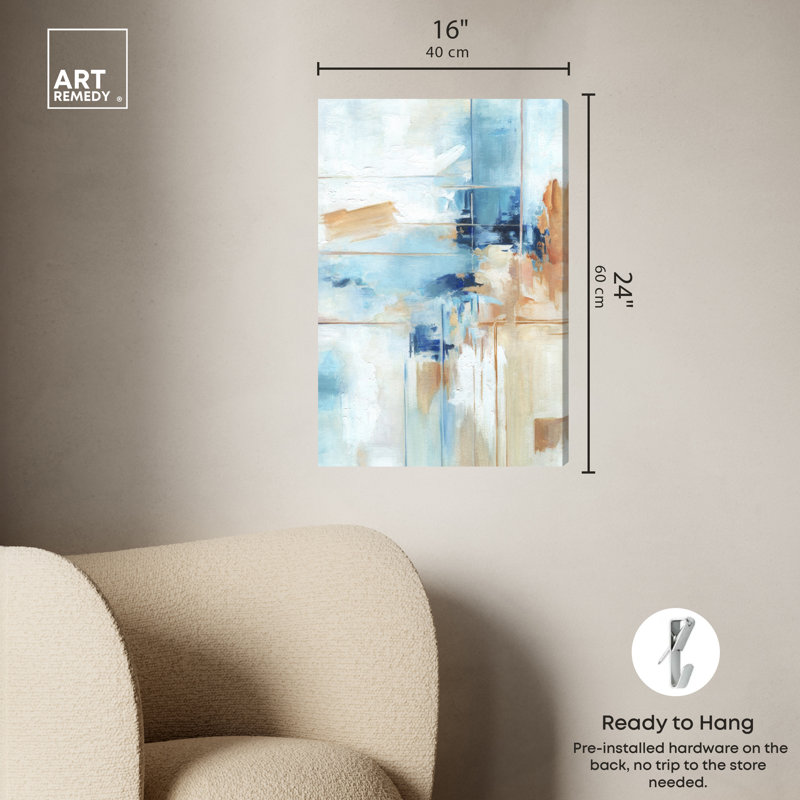 Blue and Beige Abstract Canvas Wall Art, 16" x 24"