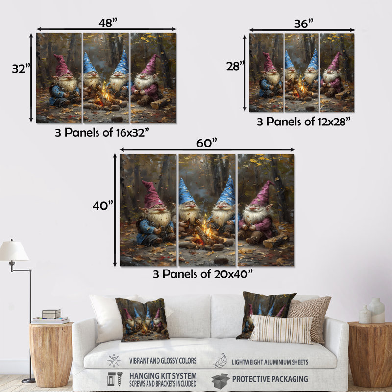 Ensemble de salon gnome d'automne, Métal métal, H 40 po x l 60 po x P 1 po
