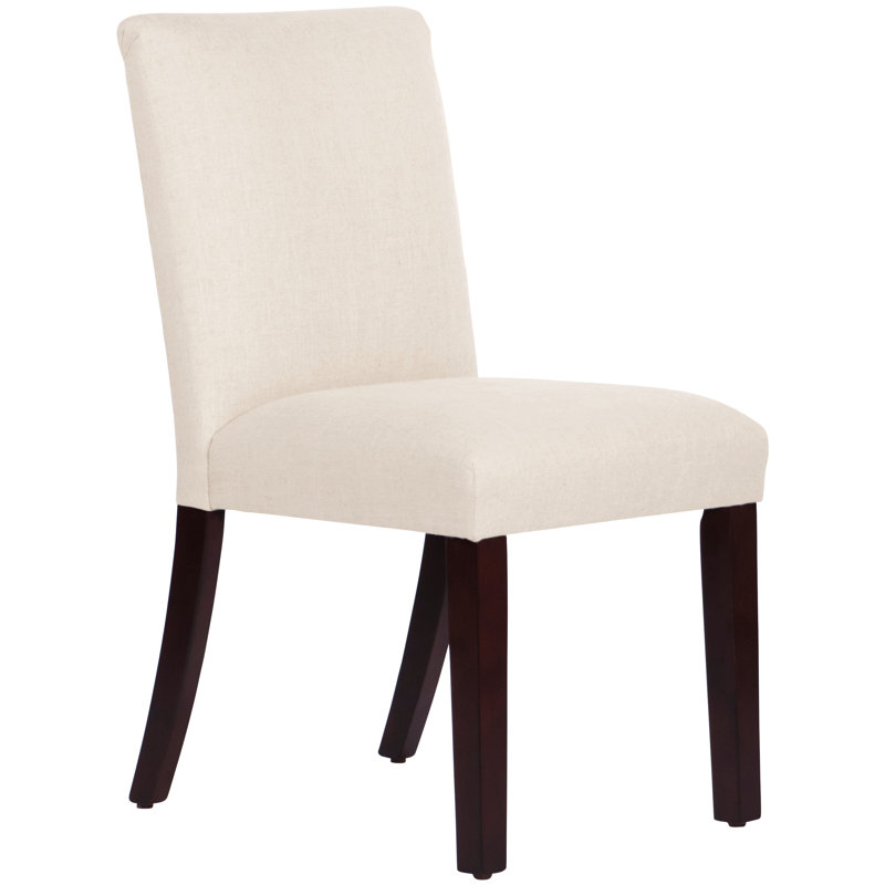 20'' H Upholstered Dining Chair, Classic Talc Linen, Espresso