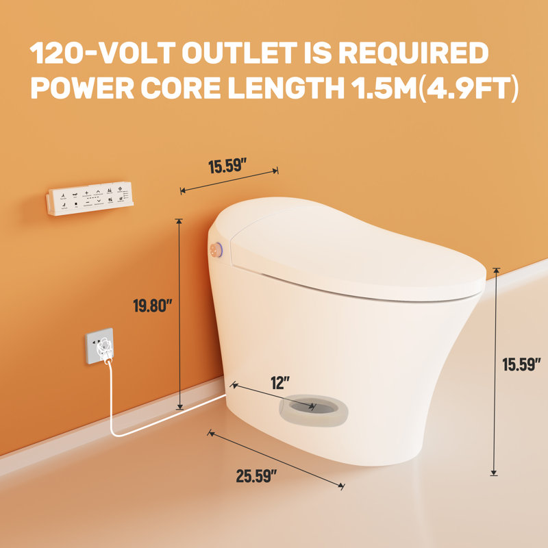 Calla Smart Bidet Toilet - Instant Warm Water Multi-Mode Cleaning, 4-Level Heated Seat, Antibacterial Surface, Multi-Level Safety Protection, Auto Flush, Energy-Saving
