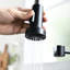 Robinet de cuisine noir et argenté - douchette extractible, commande à levier unique, corps en laiton économiseur d'eau, finition nickel, revêtement anticorrosion