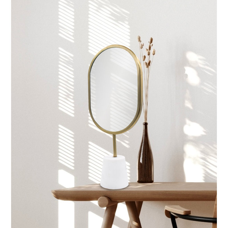 Wirksworth Metal Table Mirror, 17" x 10.5", Oval