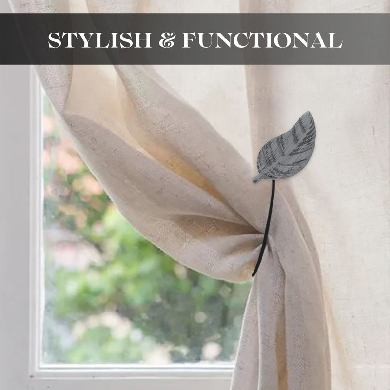 Gray Distressed Resin and Wood Leaf Curtain Tieback