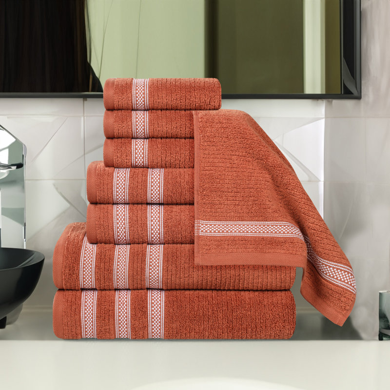 Ensemble de serviettes de salle de bain 8 pièces Orley Zero Twist, Rouille, Ensemble de serviettes 8 pièces