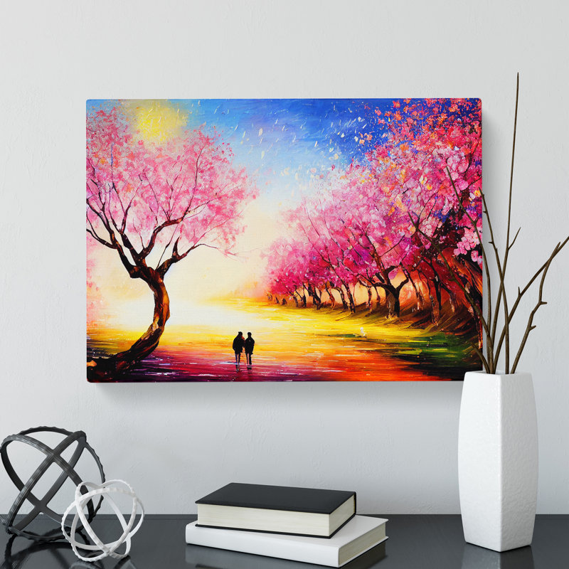 Cherry Blossom Tree Park - Wrapped Canvas, 50cm H x 76cm W x 3cm D