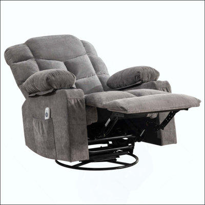 Massage Swivel Recliner Chair With Lumbar Heating For Living Room Rocker Recliner With Cup Holders And USB Charge Port, For Adult