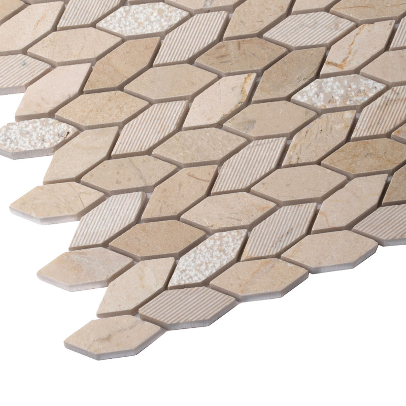 11.8 x 12 Wooden Marble Novelty Mosaic Tile, Beige