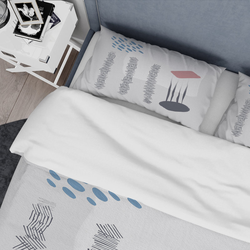 Minimalistic Abstract in Grey - Modern Duvet Cover Set - Microfiber Polyester, Twin Duvet Cover + 1 Standard Sham