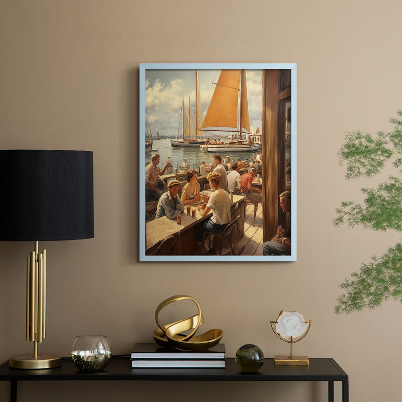 NAUTICAL Series DCxxxi, reproduction encadrée - bois massif, H 11 po x l 9 po, Blue