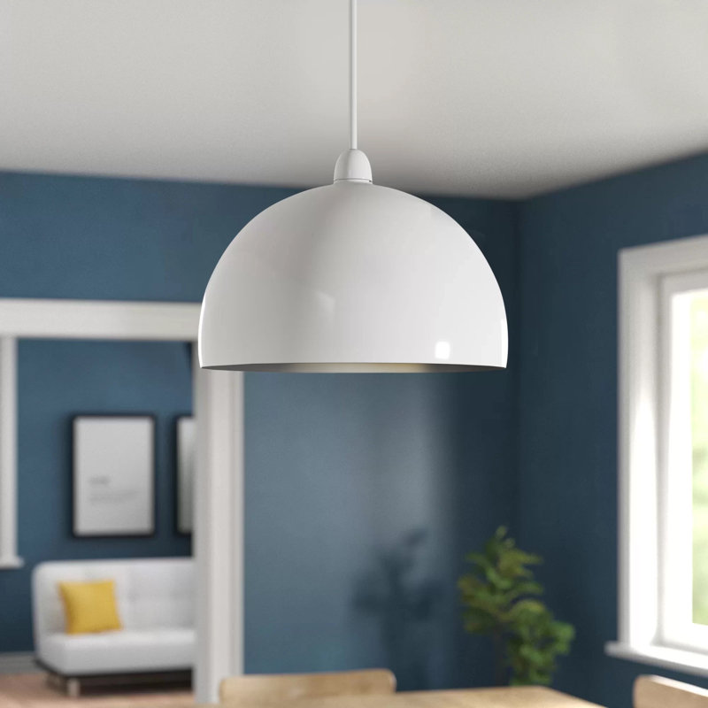 Kim 17.5cm H Metal Bowl Pendant Shade ( Screw On ), Light Grey