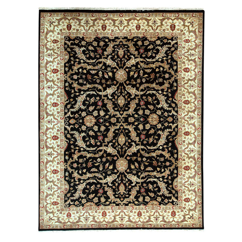 Tapis ivoire / rouille / beige / noir noué à la main