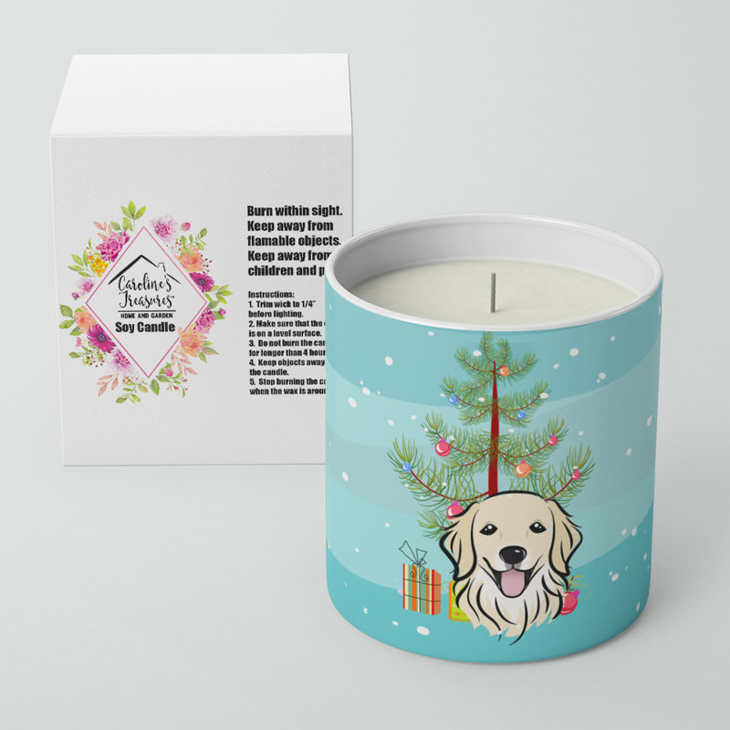 Arbre de Noël et bougie de soja décorative Golden Retriever 10 oz