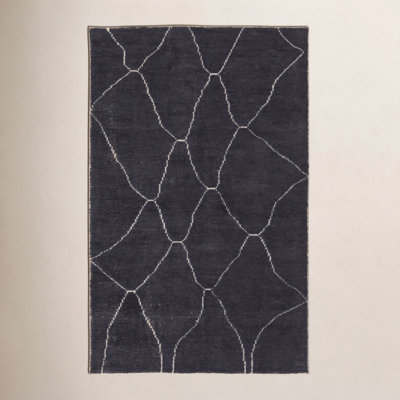 Rowan Black White Hand-Loomed Geometric Rug