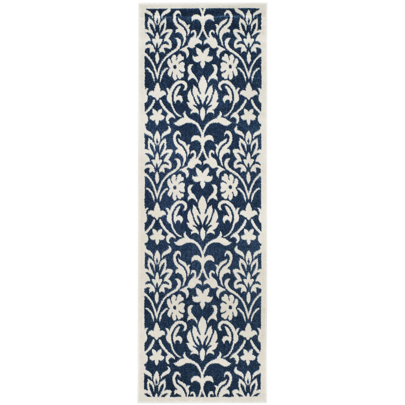 Ishee Floral Navy/Ivory Area Rug, Runner 2'3" x 7'