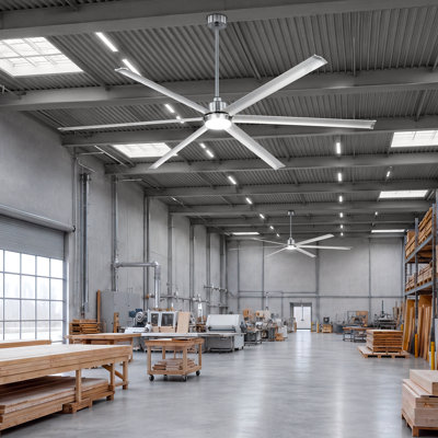Ventilateur de plafond 96 pouces à 6 pales en nickel brossé intérieur / extérieur avec lumière et télécommande, ensemble de 3 ventilateurs de plafond à DEL en aluminium à 3 couleurs, moteur à courant continu, garage / salle de sport / patio couvert