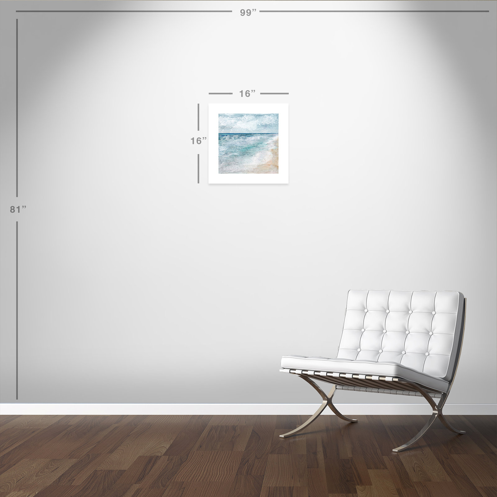 Basel "Shore Walk Rolled" Painting, 16" H x 16" W x 0.1" D