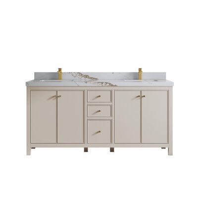 Meuble-lavabo double 72 po avec plateau Chicago