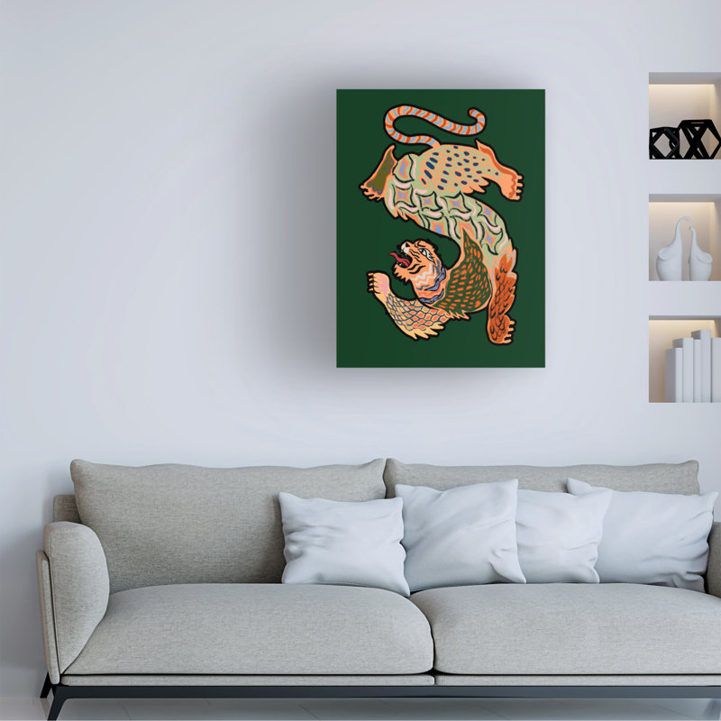 Art mural sur toile tendue - Arty Guava «Asiantiger Green» pour décor de salon, de chambre à coucher ou de bureau - 35 x 47