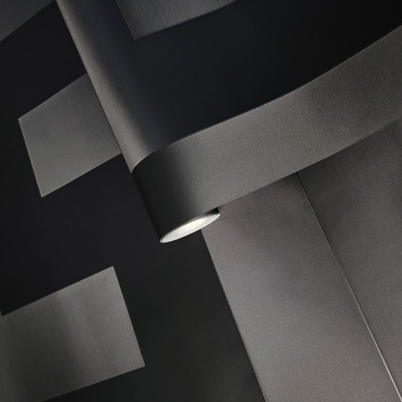 Versace Greek Key Silver Gray Vinyl Wallpaper, Black/Satin, 33' L x 27" W