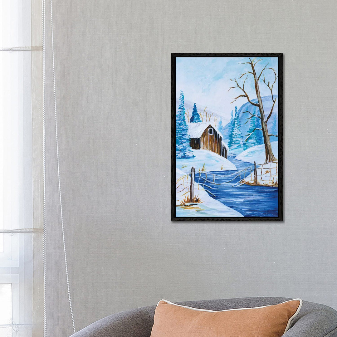 Cabin By The River von Debasree Dey - Galerie-verpackte Leinwand Giclée auf Leinwand