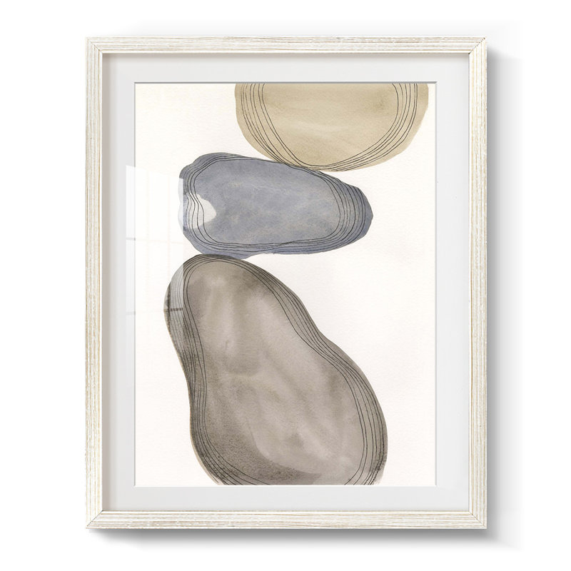 River Rocks Contour II - impression encadrée, H 19,5 po x l 16,5 po, Blanc