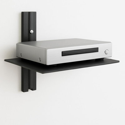 Febtech - Floating Shelf For Projector - Wall Entertainment Center Shelves - Floating Shelves For Tv,Dvd Players, Games Consoles, Cable Boxes, Tv Accessories, Black