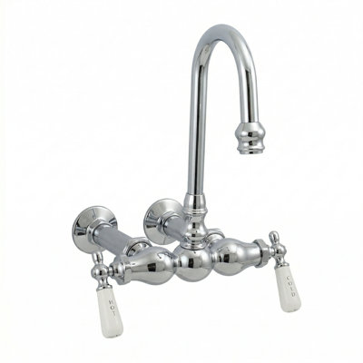 Wall Mount Gooseneck Tub Faucet Lever Handles by Strom Living