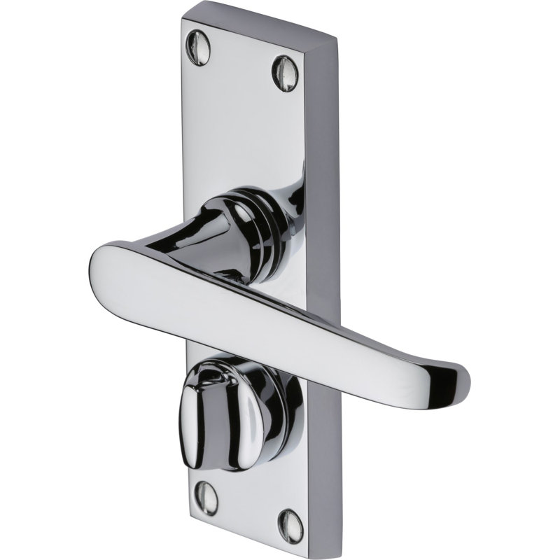 Heritage Brass Heritage Door Handle for Privacy Set Victoria Short Design, Polished Chrome