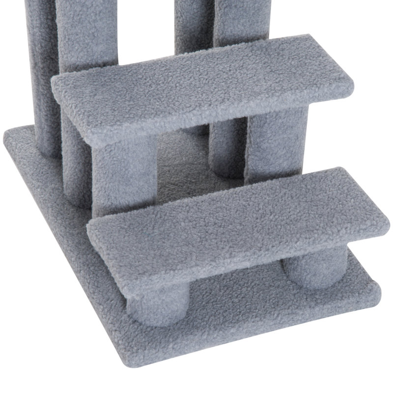 Basilton Multi-Level 4 Tier Pet Stairs Dog Cat Climber Sleeper Cat Scratch Post, Gray
