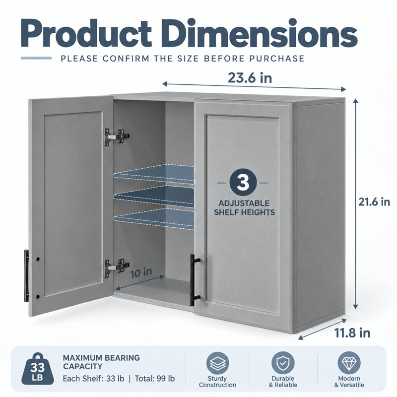 Armoire murale de 61 cm de large pour buanderie et cuisine.