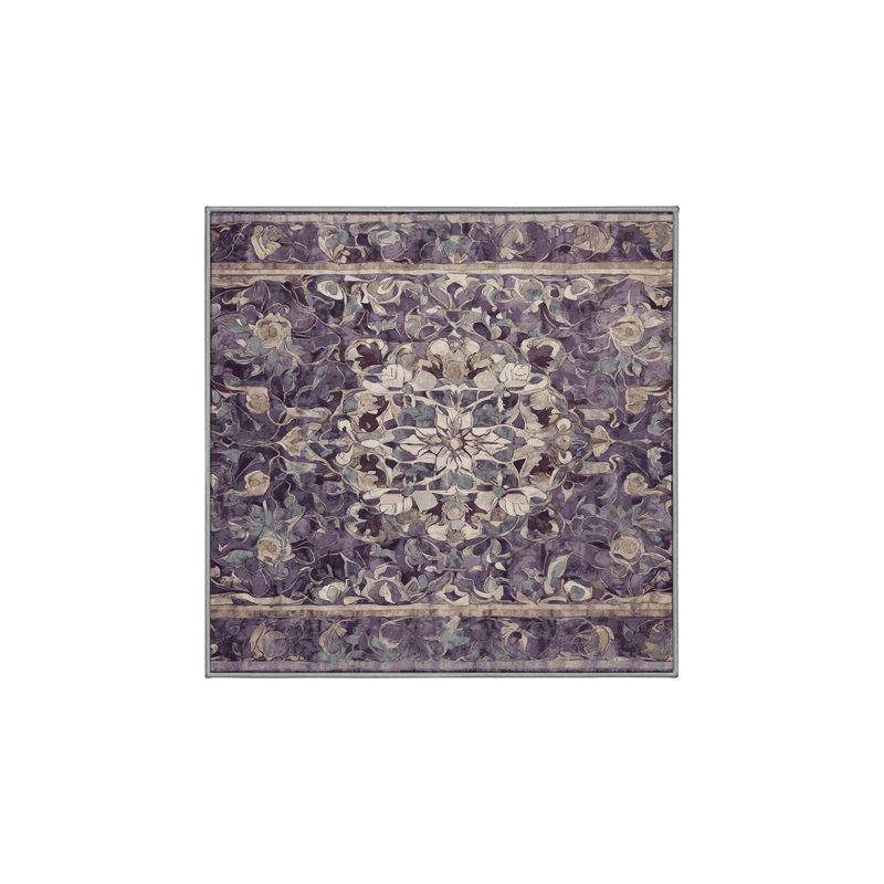 Machine Washable Gray Area Rug, Square 8'
