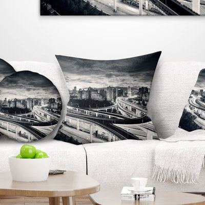 Coussin foncé imprimé ville de shanghaia