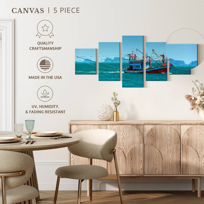 Bateau de pêche thaïlandais, H 36 po x l 80 po
