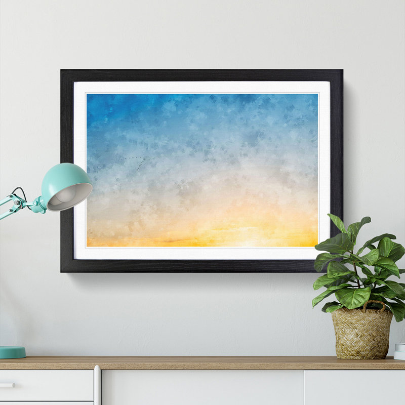 Flock Of Birds - Single Picture Frame Print on MDF, 45cm H x 63cm W x 2cm D, Black Framed