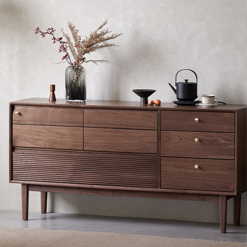 Black Walnut Color Solid Wood Accent Cabinet