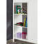 Lit mezzanine simple transitionnel avec huit tiroirs, trois grandes tablettes attachées et structure en bois, blanc